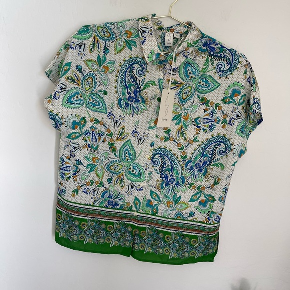 Joie Tops - JOIE Paisley Print Short Sleeve Button Down Shirt Size Small NWT